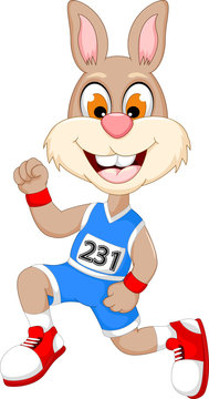 funny cartoon rabbit marathon athletes