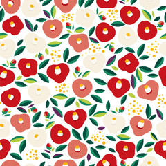 花柄背景イラスト　椿