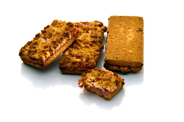 Shortbread cookies with strawberry jam. isolated