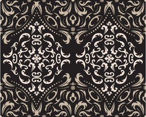 Damask seamless classic pattern. Vintage Baroque delicate background. Classic damask ornament for wallpapers, textile, fabric, wrapping, wedding invitation. Exquisite floral baroque template