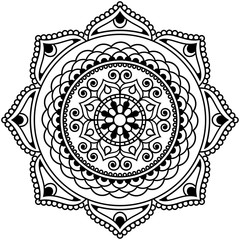 Mehndi henna Indian element flower mandala for tatoo or card.