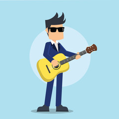 businessman playing guitar