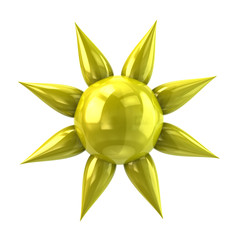Yellow sun icon 3d illustration isolated on white background