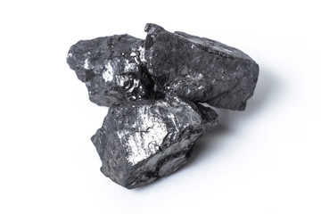 Natural wood charcoal Isolated on white