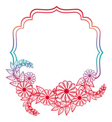 Beautiful floral label with gradient fill. Color silhouette frame for advertisements, wedding and other invitations or greeting cards. Raster clip art.