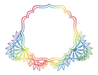 Beautiful floral label with gradient fill. Color silhouette frame for advertisements, wedding and other invitations or greeting cards. Raster clip art.