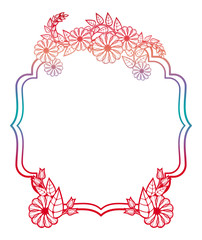 Beautiful floral label with gradient fill. Color silhouette frame for advertisements, wedding and other invitations or greeting cards. Raster clip art.