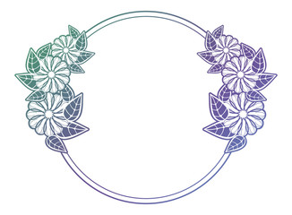 Beautiful floral frame with gradient fill. Color silhouette frame for advertisements, wedding and other invitations or greeting cards. Raster clip art.