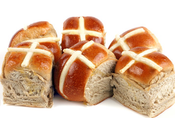 Hot cross buns on a white background