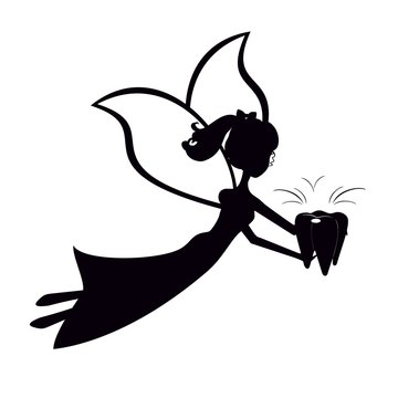 Silhouette tooth fairy flying