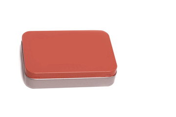 red metal box isolated on white. picture used design