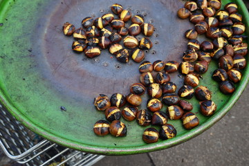 Roasted chestnuts for sale in the street in Paris