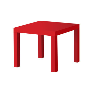 Red table isolated on white background. Vector illustration