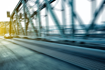 blur steel constuctions of landmark bridge in portland