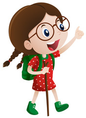 Little girl with walking stick