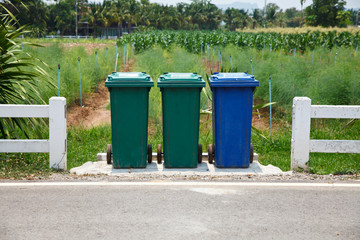 Fototapeta na wymiar Recycle bins outdoor.
