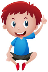 Little boy pointing up his finger