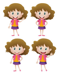 Happy girl in four actions