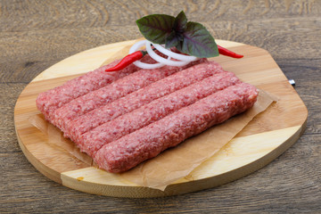 Raw sausages for grill