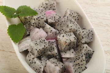 Sliced dragon fruit