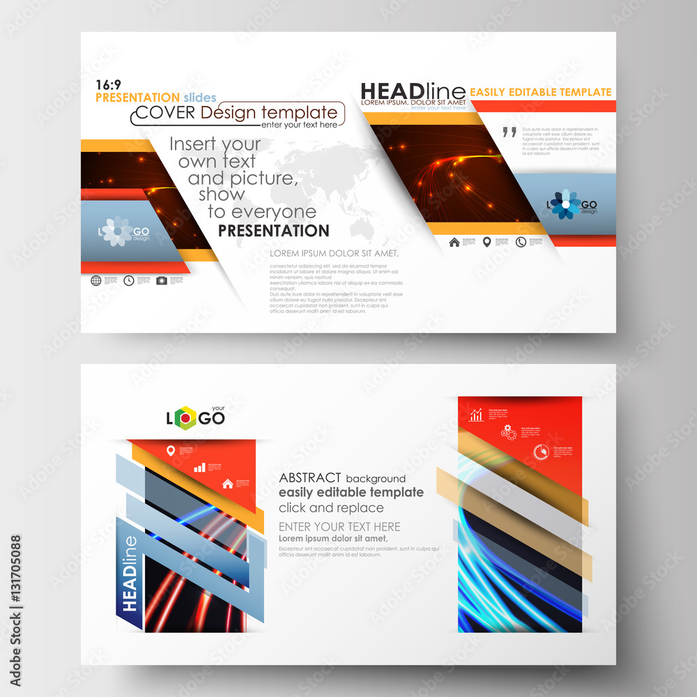 Poster business templates in hd format for presentation slides. easy editable flat layouts. abstract lines 