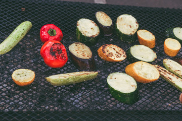 grilled vegetables on a grill.