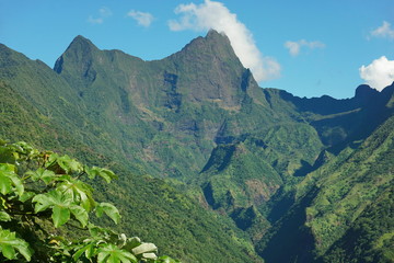 Naklejka premium Tahiti mountain landscape, the mount Orohena highest point of French Polynesia, South Pacific 