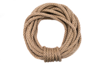 Rope circle neatly folded. Rope for climbing.