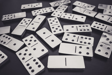 Domino pieces on black background Casino Game leisure activity
