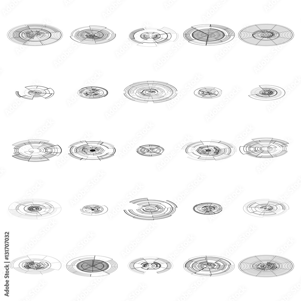 Poster set of abstract hud elements isolated on white background. high tech, virtual graphic touch element.