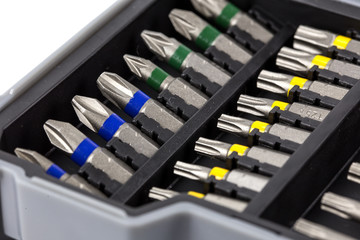 Screwdriver bits in close up