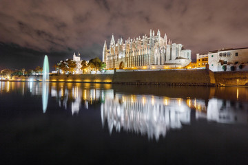 Majorca cathedral in Balearic Islands night scene © F.C.G.