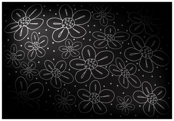 Black Vintage Wallpaper with Flower Pattern Background