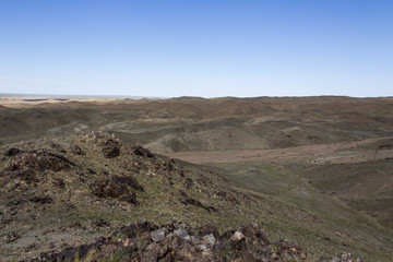 Die Hügellandschaft der südlichen Mongolei - Wüste Gobi