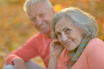 Senior couple in autumn park