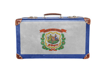 Vintage suitcase with West Wirginia flag - obrazy, fototapety, plakaty