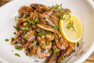 Full plate of fried shrimp