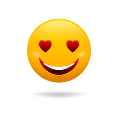 Vector cute feeling in love emoticon isolated on white background.