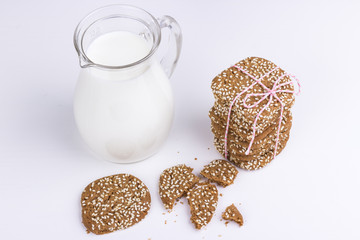 Ginger cookies with milk jar