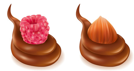 chocolate splash design with raspberry and hazelnut