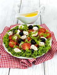 salad with mozarella cheese and vegetables