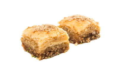 baklava with walnuts isolated