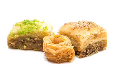 baklava with walnuts isolated