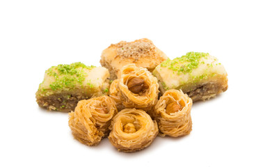 baklava with walnuts isolated