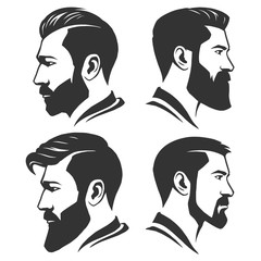 Man with beard variations silhouette - obrazy, fototapety, plakaty