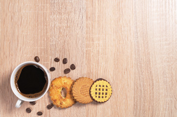 Coffee and different cookies
