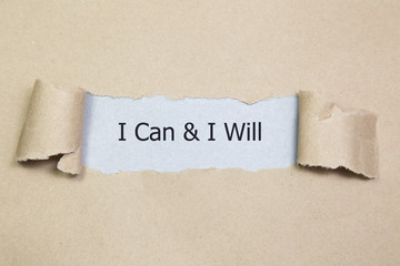 I Can And I Will message written under torn paper.