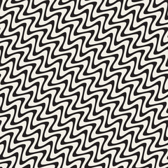 Wavy Ripple Lines. Vector Seamless Black and White Pattern.