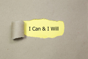 I Can And I Will message written under torn paper.