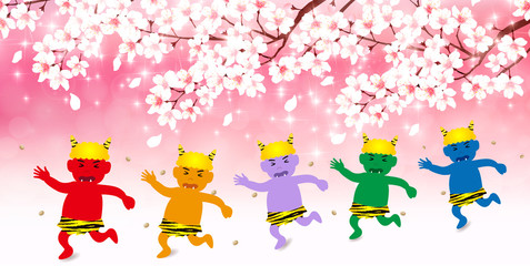 節分　鬼　豆　背景